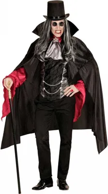 Produktbild von Vampir Gentleman Kostüm mit Cape und Weste für Halloween Größe: M/L