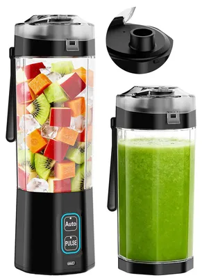 Produktbild von Smoothie Maker To Go 700ml, tragbarer Mini Mixer elektrisch, USB-C 360W, 6 Edelstahlklingen, BPA-frei Tritan, Ice Crush, IPX7 wasserdicht, für unterwegs