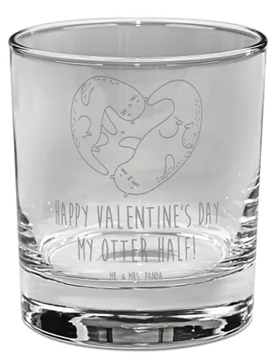 Produktbild von Mr. & Mrs. Panda Tumbler Otter Valentine - Transparent - Geschenk, für Freundin, Gravur Whiskyglas, Glas, Old Fashioned, Mitbringsel, Frauen, Partner, Hochzeitstag, Rocks