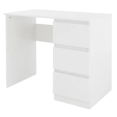 Produktbild von ML-Design Schreibtisch mit 3 Schubladen, 90x76x50 cm, Weiß matt, viel Stauraum, modern, für Heim und Büro