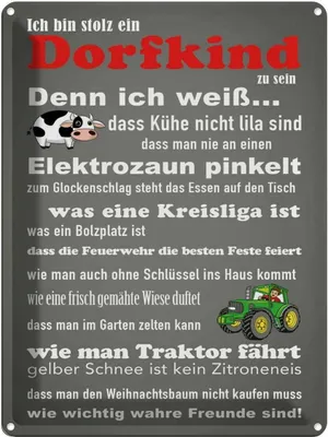 Produktbild von vianmo Blechschild 40x30 cm ich bin stolz Dorfkind zu sein Spruch Zitat