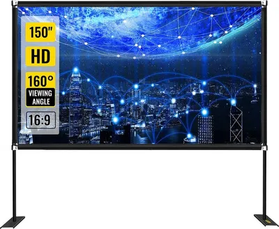 Produktbild von Happyment XXL Projektor-Schirm 150 Zoll – 4K Full HD – 160° Betrachtungswinkel – 16:9 – Mit Untergestell – Tragbar – Hochwertige Bildqualität