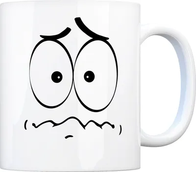 Produktbild von Tassengesichter Kaffeebecher mit ängstliches Gesicht Motiv Tasse Kaffeebecher