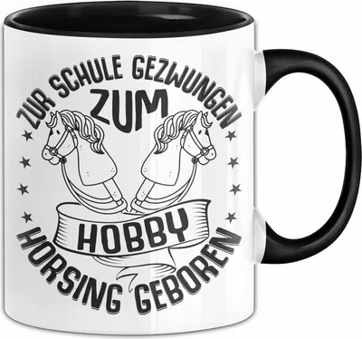 Produktbild von Hobbyhorse Tasse Geschenk Hobby-Horsing Geschenkidee Mädchen Kaffee-Becher (Schwarz)