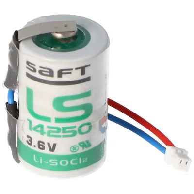 Zdjęcie produktu dla Bateria Saft Lithium 3.6V LS14250 z kablem i wtyczką w środku ogniwa na zewnątrz