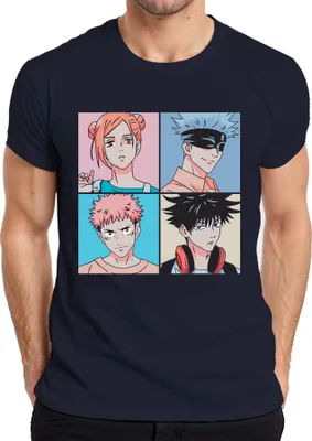 Produktbild von Jujutsu Kaisen Anime Poster Gojo Itadori Fushiguro Kugisaki Herren T-Shirt, Navy, M