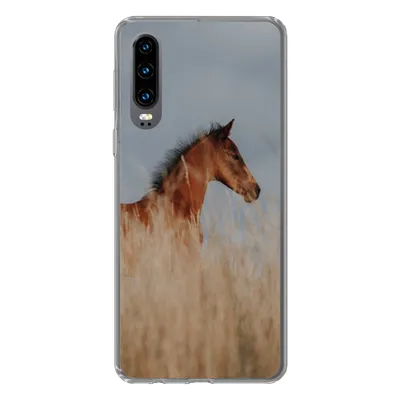 Produktbild von MuchoWow® Handyhülle Schutzhülle Hülle für Huawei P30 Pferd - Luft - Gras Silikon Softcase Handy Hülle - Kartenbesitzer