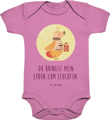 Produktbild von Mr. & Mrs. Panda Strampler Glühwürmchen 3. - 6. Monat - Bubble Gum Pink - Geschenk, Glühwurm, Liebesspruch, Baumwollbody, Lieblingsmensch, babykleidung body, Baby, Liebe