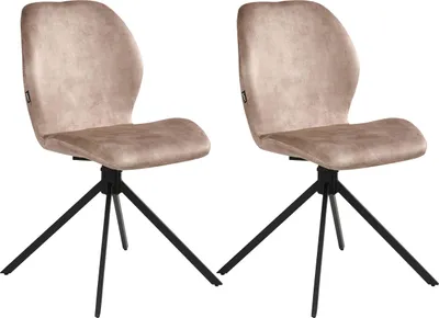 Produktbild von BELIANI Esszimmerstuhl 4er Set Beige Samt Gepolstert mit Schwarzen Metallbeinen Ohne Armlehnen Moderner Drehstuhl Polsterstuhl für Esszimmer Küche