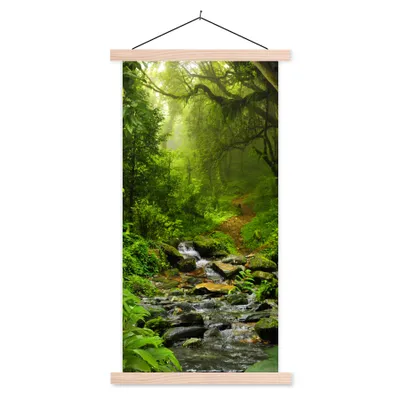 Produktbild von MuchoWow® Textilposter Natur - Wasser - Dschungel - Wald - Tropisch 60x120 cm mit holzfarbenen Rahmen - Holz