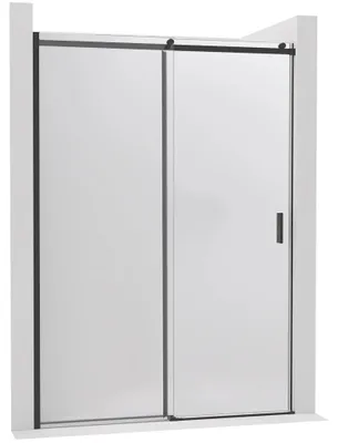 Productafbeelding van CERANO - Douchedeur, schuifdeur, links - 6 mm - zwart mat, melkglas - 110x195 cm