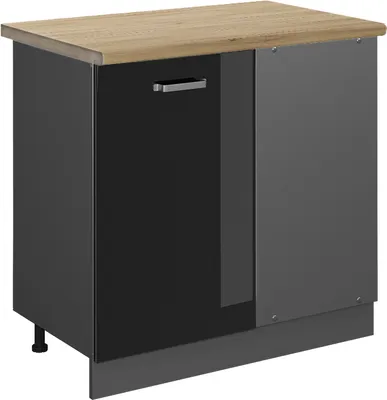 Immagine prodotto di Mobile ad angolo cucina Vicco R-Line Nero lucido 86 cm , PL Rovere, Model 46795