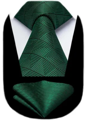 Productafbeelding van Herenset: Grijze geruite en gestreepte stropdas en zakdoek. Formeel, elegant, geschikt voor zakelijk gebruik. Polyester, 8,5 cm breed
