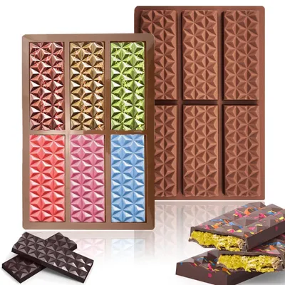 Produktbild von Silikon Schokoladenform 6 Zellen für Süßigkeiten & Schokolade, BPA frei, 2er Set