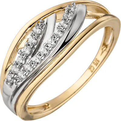 Produktbild von Ring eleganter Damenring mit weißen Zirkonia 375 Gold Gelbgold Fingerschmuck Innenumfang 54mm  Ø17.2mm