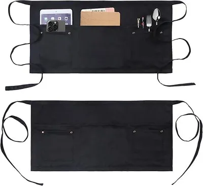 Produktbild von (2 Stück) Schürzen, 5 Taschen, kurze, fleckenabweisende Unisex-Schürzen für Kellner/Kellnerinnen, Restaurantküchenuniformen