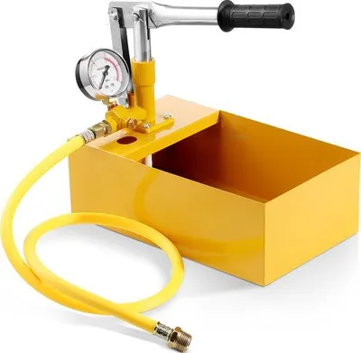 Productafbeelding van Hydraulische testpomp, max. 25 bar, handbediend druktestset met eenrichtingsventiel en manometer, 1,4-liter watertank, 90 cm zuigleiding