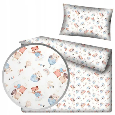 Image de Designpremium Ensemble de literie en coton 140x200 cm ours et ballons