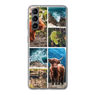 Produktbild von MuchoWow® Handyhülle Schutzhülle Hülle für Samsung Galaxy S21 Schottische Highlander - Natur - Collage Silikon Softcase Handy Hülle - Softcase