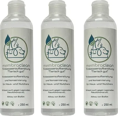 3x 250 ml membraclean Drinkwaterbehandeling "Dierlijk goed" voor landbouwhuisdieren en huisdieren