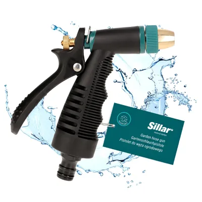 Image de Pistolet de jardin Sillar avec buse en laiton réglable – Pour l'arrosage et la pulvérisation