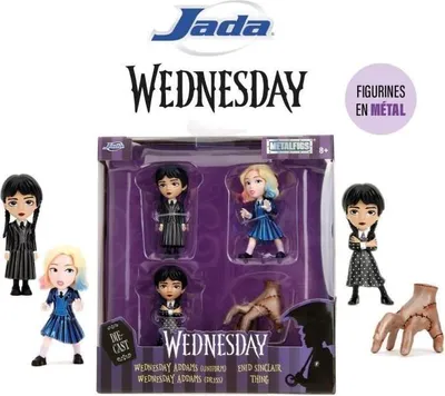 Produktbild von Jada Netflix Wednesday Metallfiguren Set, 4 Figuren, 6,5cm, Ab 8 Jahren