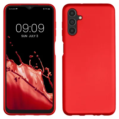 Produktbild von kwmobile Handyhülle für Samsung Galaxy A04s Hülle - Silikon Case metallisch schimmernd - Schutzhülle Cover - Metallic Dunkelrot