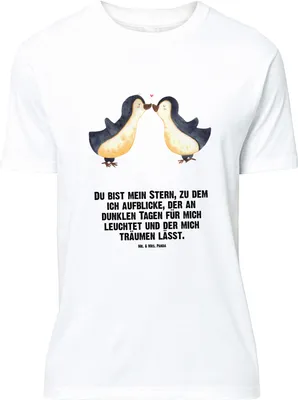 Produktbild von Mr. & Mrs. Panda Größe M T-Shirt Pinguin Liebe - Weiß - Geschenk, Shirt, Tshirt, Hochzeitstag, Vertraut, Herren, Freundin, Liebesspruch, mit Spruch, Pinguine