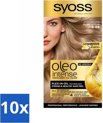 Productafbeelding van SYOSS – Oleo Intense 8-68 Vanilleblond – Haarkleuring – Zonder ammonia – Bedekt grijze haren – Langhoudende kleur – Voordeelverpakking – 10 stuks