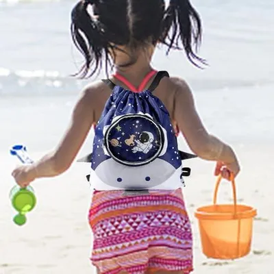 Produktbild von Schwimmtasche für Kleinkinder, mit Kordelzug, Nass- und Trockentrennung | tragbar, für, zum Schwimmen, Rucksack, leicht und wasserdicht