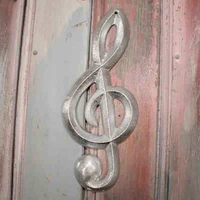Produktbild von Musiknote als Wanddekoration, Notenschlüssel, gecrushed, Wanddeko, Aluminium