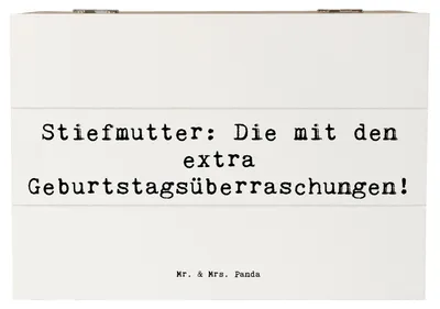Produktbild von Mr. & Mrs. Panda Box Spruch Stiefmutter Überraschungen 22 x 15 cm - Weiß - Geschenk, Geburtstage, Jubiläen, besonders, Feiern, Schatulle, geschenkkiste, Familie, fotobox