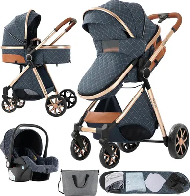 Produktbild von Babywagen, 3-in-1 vielseitiges Design, leicht und kompakt, Saphirblau