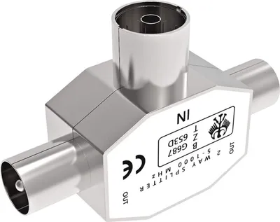 Produktbild von Koaxial-Verteiler 2x Stecker auf Kupplung (silber)