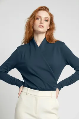 Produktbild von Langarm Snap Bodysuit mit Kragen, Dark Navy, XS