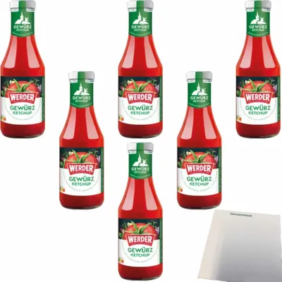 Produktbild von Werder Gewürz Ketchup 6er Pack (6x450ml Flasche) + usy Block