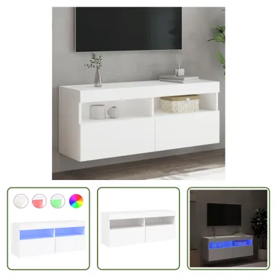 Obrázok produktu pre The Living Store TV nástenná skrinka s LED svetlami biela 100x30x40 cm