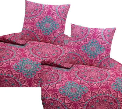 Produktbild von Bettwäsche Seersucker Mikrofaser Ornamente 135x200 80x80 Pink: 4 tlg.