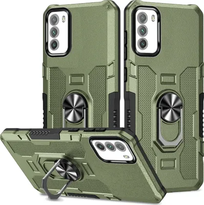 Produktbild von Xiaomi Poco M3 Hülle, Dual Layer Robuste Rüstung Ringhalter Ständer Schutzhülle für Xiaomi Poco M3 Grün