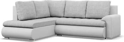 Produktbild von Links Ecksofa mit Schlaffunktion Foresta, Ottomane, Grau + Weiß