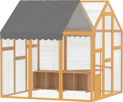 Produktbild von Hühnerstall 3,07㎡ Freilaufgehege Holz mit wasserdichtem Tuch, Sicherheitsschloss, für 6-8 Hühner 1,7 x 1,8 x 1,8 m
