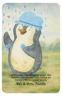 Produktbild von Mr. & Mrs. Panda Heimdecke Pinguin Duschen Design 100 x 150 cm - Weiß - Geschenk, Singen, Kuscheldecke, Wohndecke, Couchdecke, Duschkonzert, Neuanfang, Pinguine, Plaid