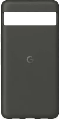 A dark gray Google Pixel 7a phone case is shown flat against a white background.