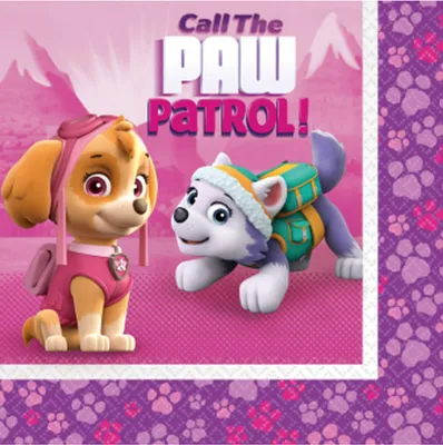 Image de Serviettes en papier PAW-Patrol 33 x 33 cm violet-rose - taille unique