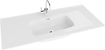 Produktbild von LAVITA Möbelwaschtisch Minnesota 1200 | Möbelwaschbecken | Waschbecken mit Überlauf und Hahnloch | Aus hochwertigem Porzellan | Waschtisch | 121x46,5x17 cm | Weiß Glanz
