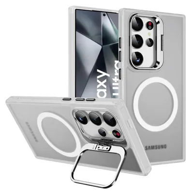 Produktbild von Conie Magsafe Schutzhülle für Samsung Galaxy S24 Ultra Kunststoff Hard Case Magnet Cover Hülle mit Aufstellfunktion in Transparent matt