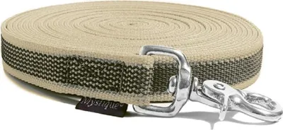 Produktbild von Mystique® Gummierte Schleppleine 20mm mit HS rostfreiem Scherenkarabinerhaken beige 20m