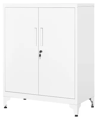 Produktbild von SONGMICS Aktenschrank, mit 2 Türen, abschließbar, aus Stahl – Größe 80B cm, Mattweiß