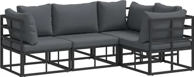 Produktbild von vidaXL Gartensofa-set 4 stk. Schwarz Aluminium