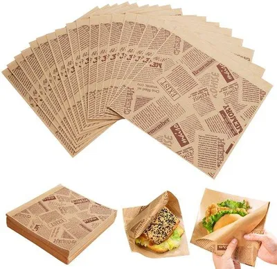 Produktbild von Sandwichpapier 15x15cm, 160 Stück, fettfreie Verpackung für Snacks
